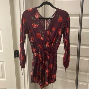 maroon rose romper, size medium